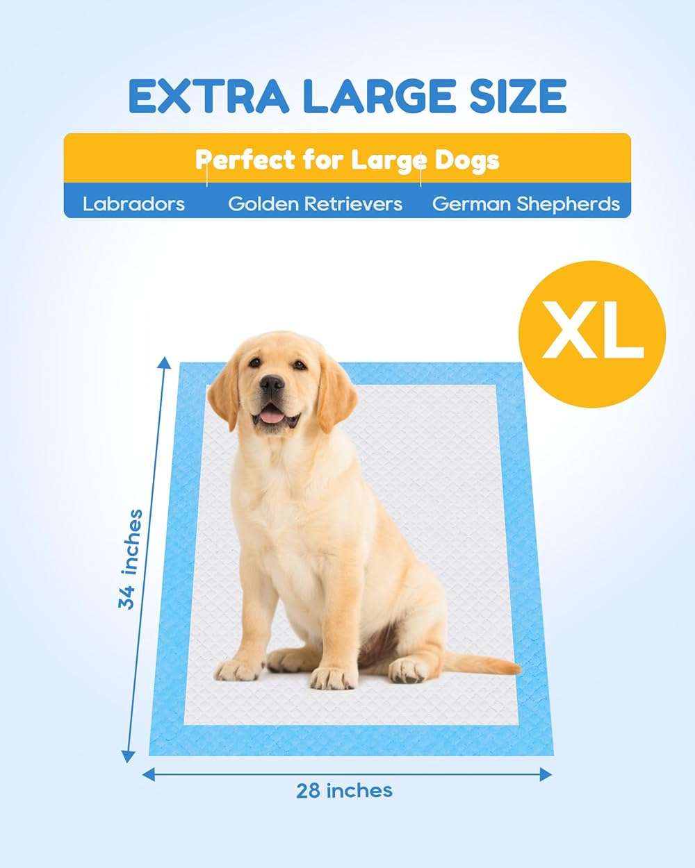 Jolly Care Extra Large Puppy Dog Pee Pads 28" x 34"-60 Count, Super Absorbent Disposable Dog Training Pads, Quick Drying, Leak-Proof, Ultra Thick Potty Pads for Dogs, Puppies, Doggie, Cats, Rabbits - Image 3