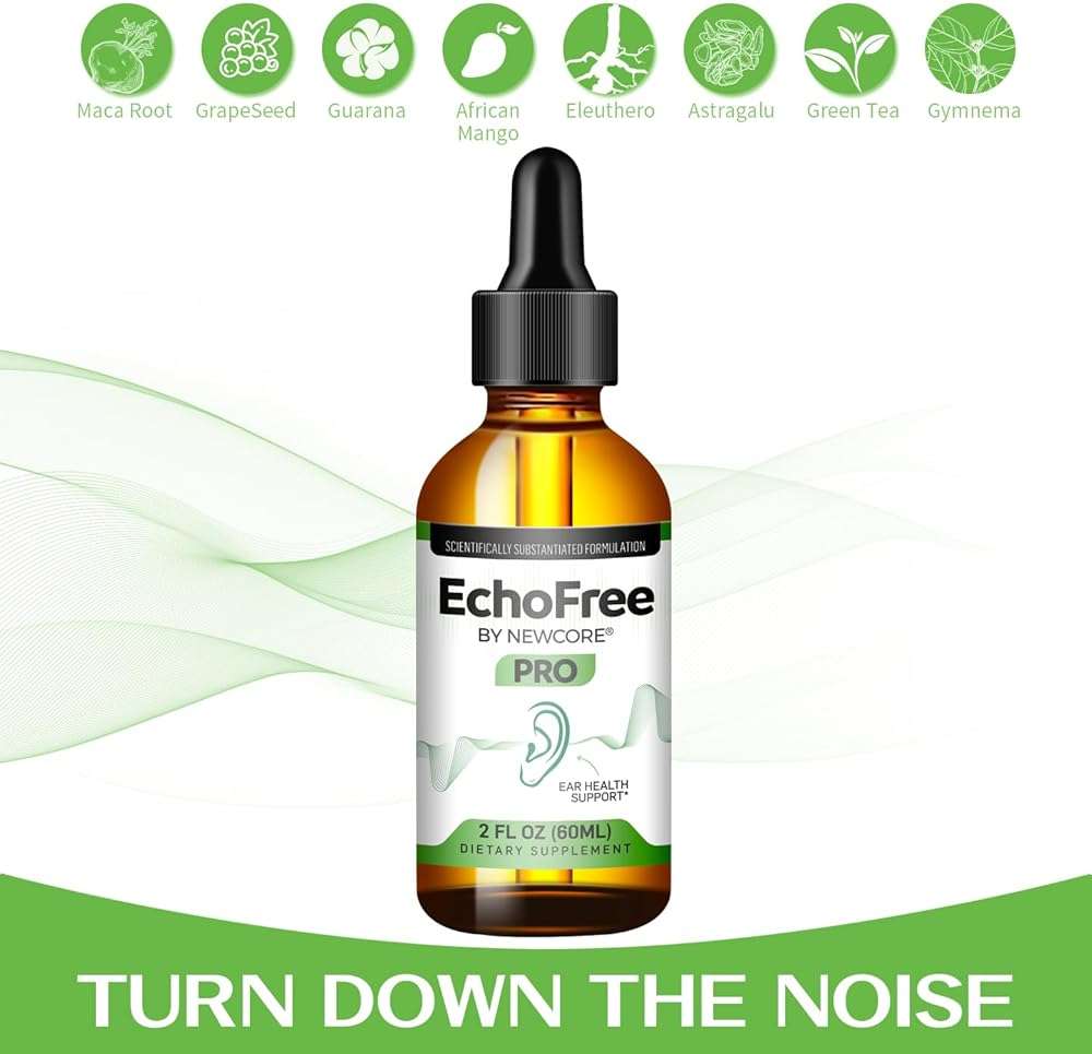 NEWCORE EchoFree PRO 2oz Liquid Formula for EarWellness with Chromium Picolinate Ginkgo Biloba & GABAVegan Daily Support for Quiet Focus & Clarity 2Droppers/Day - Image 2