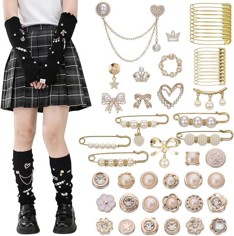 scenicamp Y2K Leg Warmers Arm Warmers with 55Pcs Junk Socks Charms Kit, Kawaii Long Knit Socks Goth Harajuku Y2K Accessories - Image 1