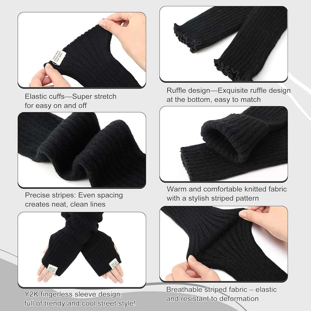 scenicamp Y2K Leg Warmers Arm Warmers with 55Pcs Junk Socks Charms Kit, Kawaii Long Knit Socks Goth Harajuku Y2K Accessories - Image 3