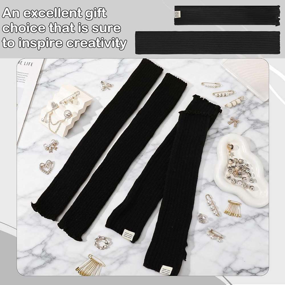 scenicamp Y2K Leg Warmers Arm Warmers with 55Pcs Junk Socks Charms Kit, Kawaii Long Knit Socks Goth Harajuku Y2K Accessories - Image 4