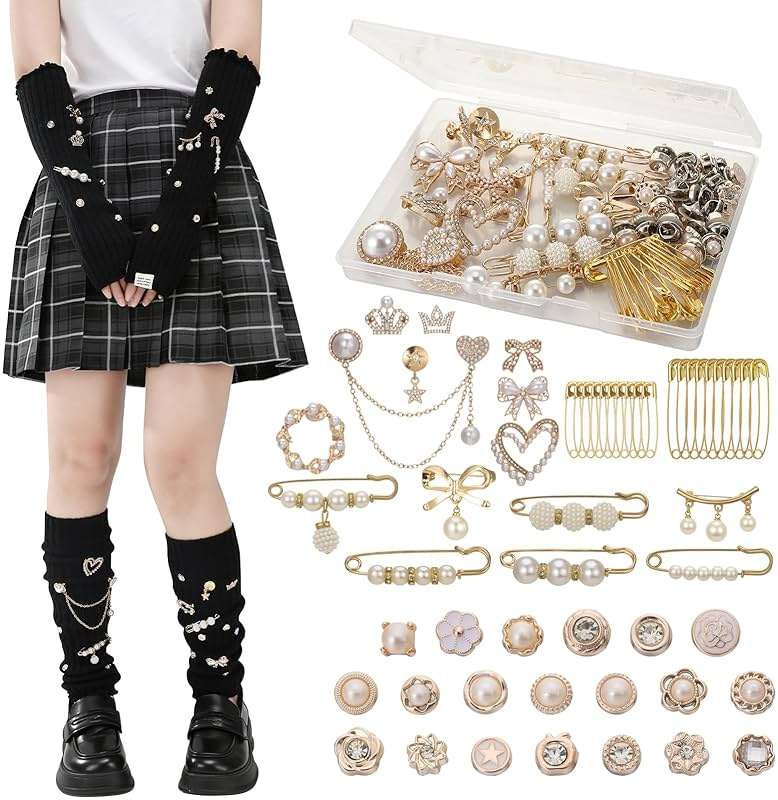 scenicamp Y2K Leg Warmers Arm Warmers with 55Pcs Junk Socks Charms Kit, Kawaii Long Knit Socks Goth Harajuku Y2K Accessories - Image 9