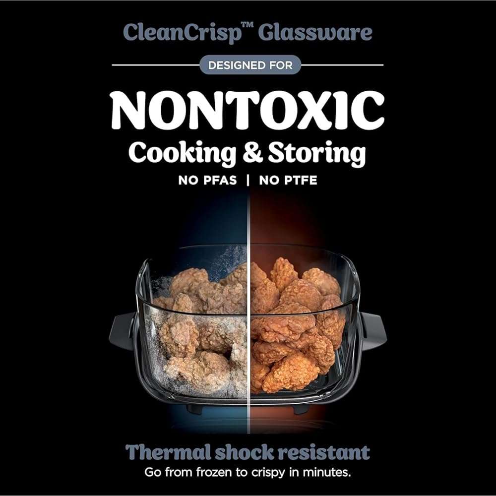 Ninja Crispi 5-in-1 Portable Glass Air Fryer Cooking System, 1500W, 6-Cup, 4-Quart & 2.5-Quart TempWare Containers With Lids, Microwave, Freezer & Dishwasher Safe, Blue, FN103CO (RENEWED) - Image 5