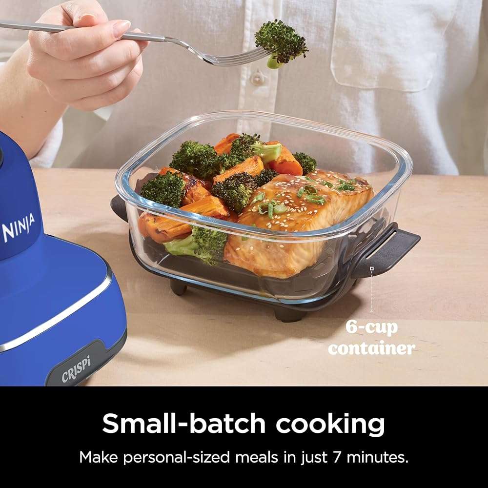 Ninja Crispi 5-in-1 Portable Glass Air Fryer Cooking System, 1500W, 6-Cup, 4-Quart & 2.5-Quart TempWare Containers With Lids, Microwave, Freezer & Dishwasher Safe, Blue, FN103CO (RENEWED) - Image 7