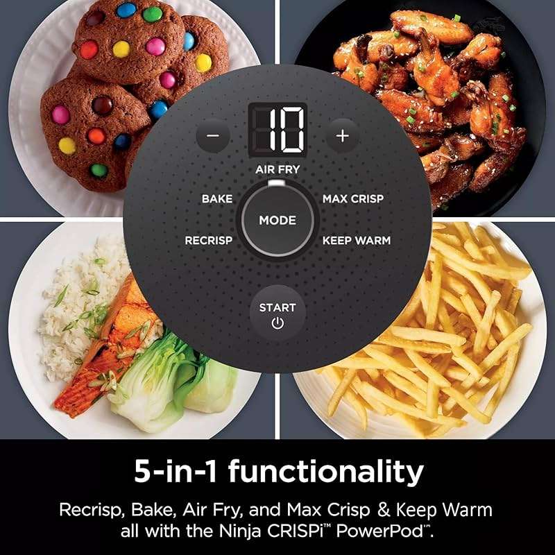 Ninja Crispi 5-in-1 Portable Glass Air Fryer Cooking System, 1500W, 6-Cup, 4-Quart & 2.5-Quart TempWare Containers With Lids, Microwave, Freezer & Dishwasher Safe, Blue, FN103CO (RENEWED) - Image 8