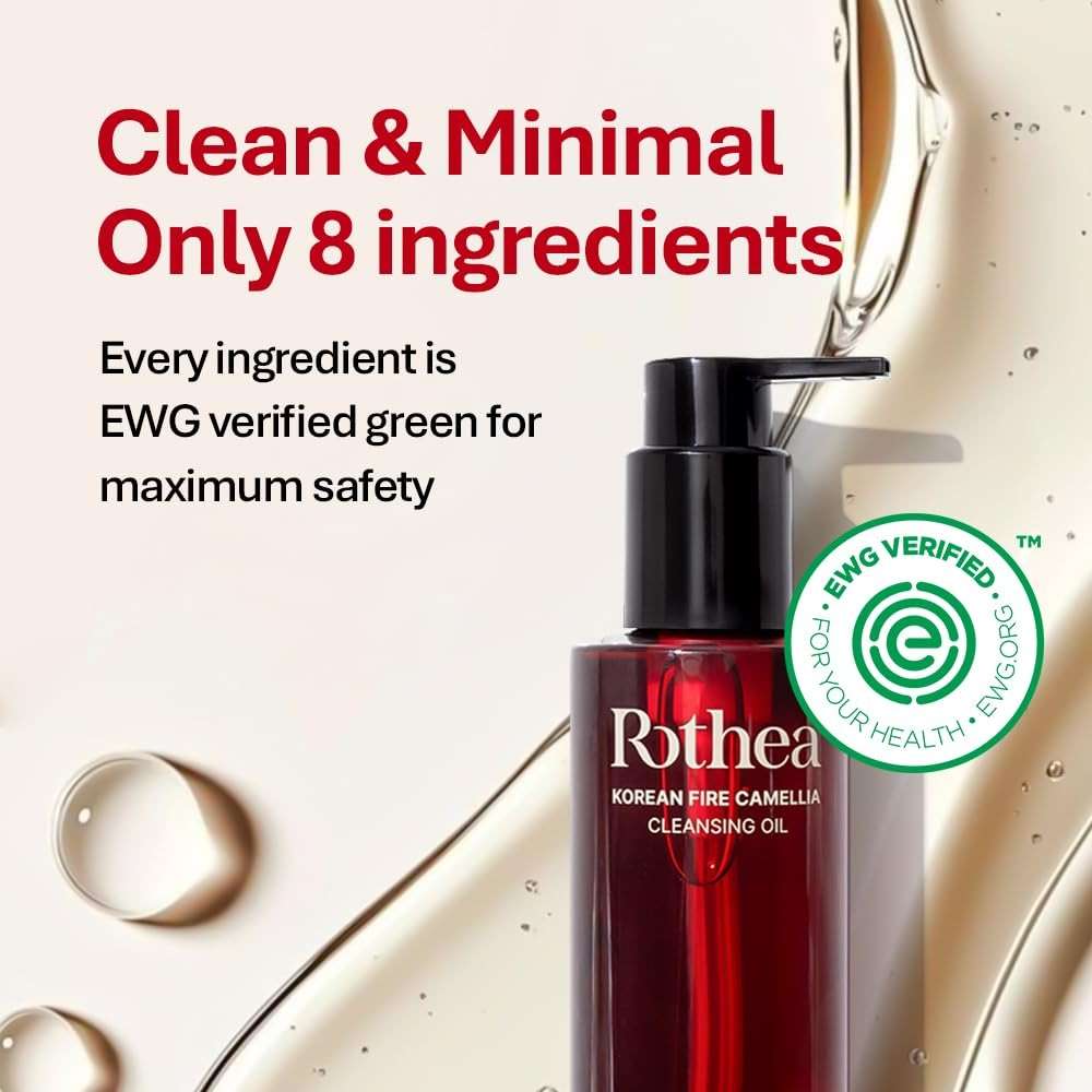 Rothea Korean Fire Camellia Cleansing Oil – Gentle Oil Cleanser for Face & Makeup, Blackhead Remover, Korean Skin Care, 6.76 fl oz / 200ml - Image 4