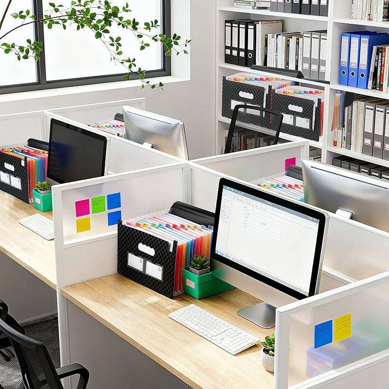 4 Pack Accordion File Organizer - Portable 13 Pockets Document Organizer with Rainbow Color Labels and Sticky Notes for Letter A4 Size Document Holder, Bills, and Store Documents (Black) - Image 5