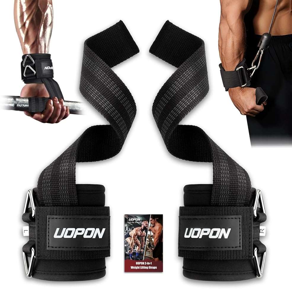 Weight Lifting Straps with Rings, 2 in 1 Wrist Straps for Weightlifting and Cable Machine with Double Triangle Rings and Non-slip Latex Thread, Lifting Cuffs for Home Gym Workout - Image 1