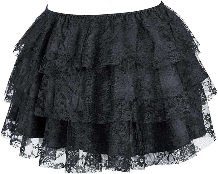 Women‘s Y2k Lace Layered Mini Skirt Elastic Waist A-Line Skirt Short Flare Poatchwork Skirt Vintage Gothic E-Girl - Image 1