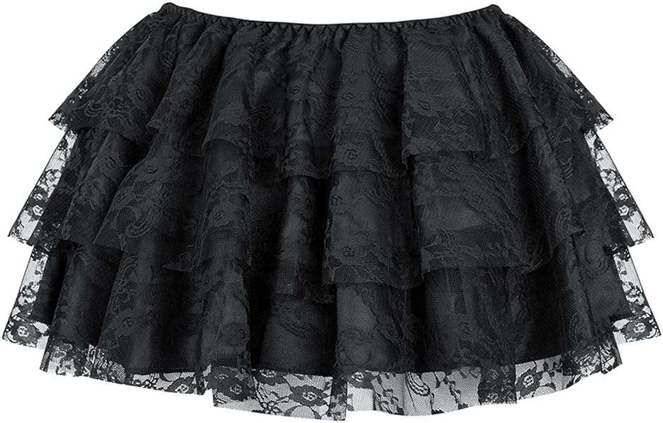 Women‘s Y2k Lace Layered Mini Skirt Elastic Waist A-Line Skirt Short Flare Poatchwork Skirt Vintage Gothic E-Girl - Image 3