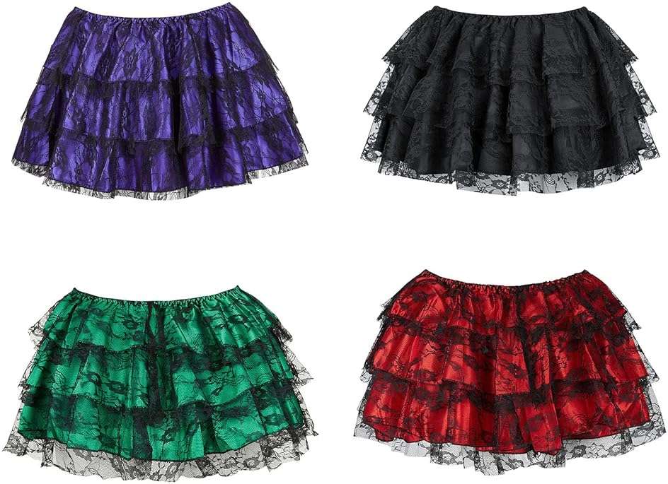 Women‘s Y2k Lace Layered Mini Skirt Elastic Waist A-Line Skirt Short Flare Poatchwork Skirt Vintage Gothic E-Girl - Image 4