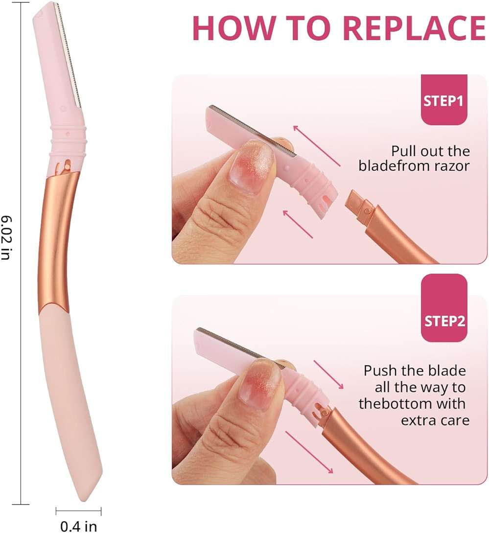 Mistfree Dermaplane Razor for Women Face, Eyebrow Razor with Reusable Handle and 10 Refill Blades, Professional Dermaplaning Tool Face Razors for Exfoliation, Peach Fuzz Removal, Eyebrow Shaping - Image 3