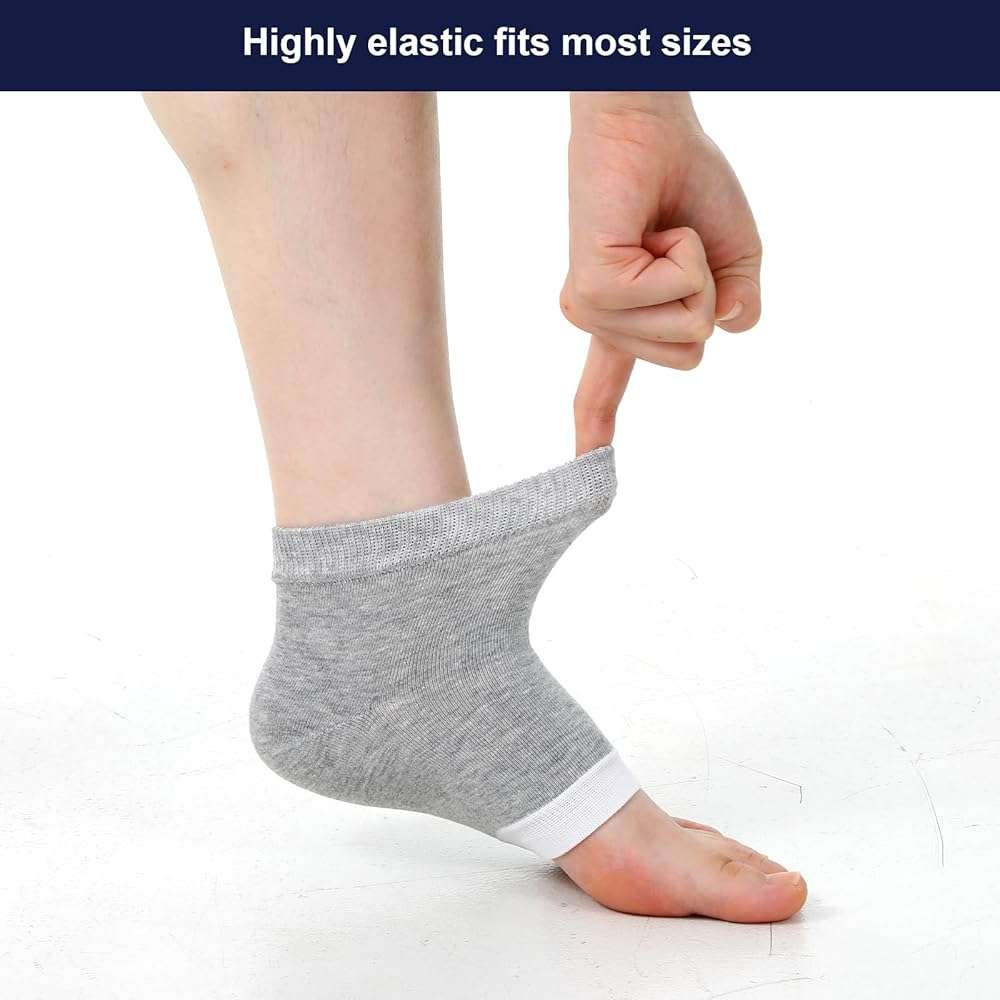 3 Pairs Moisturizing Heel Socks Dry Cracked Feet, Toeless Gel Socks, Heel Sock for Spa, Foot Care, Overnight Repair Treatment for Women & Men(Black, Grey, Navy Blue) - Image 4