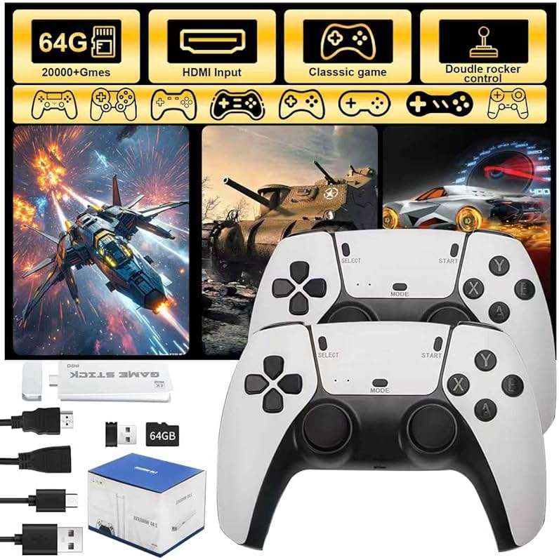Retro Gaming Console, Game Stick,4K HDMI Output, 40,000+ Games and 23 Emulators, Dual 2.4G Wireless Controllers,Plug and Retro Play Video Games for TV (M15) - Image 1