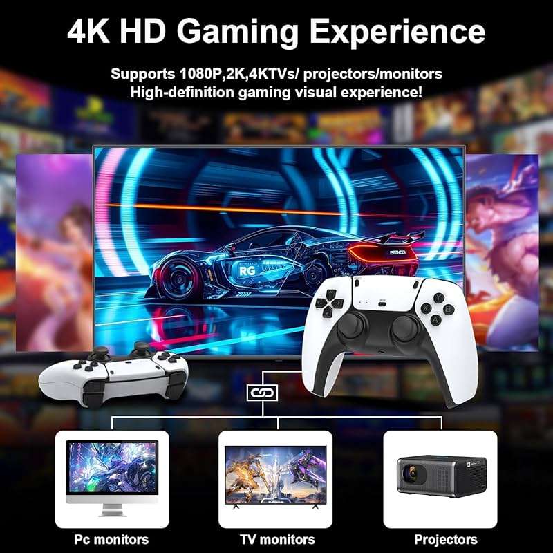 Retro Gaming Console, Game Stick,4K HDMI Output, 40,000+ Games and 23 Emulators, Dual 2.4G Wireless Controllers,Plug and Retro Play Video Games for TV (M15) - Image 3