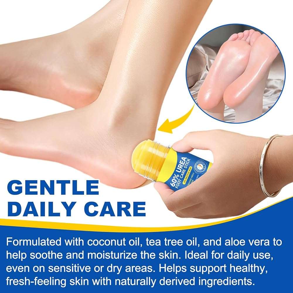 60% Urea Cream Stick with 2% Salicylic Acid, Maximum Strength Callus Remover for Dry Cracked Heels, Intensive Foot Cream for Dead Skin, Exfoliating Moisturizer for Hands, Knees, Elbows (1.4 oz) - Image 3