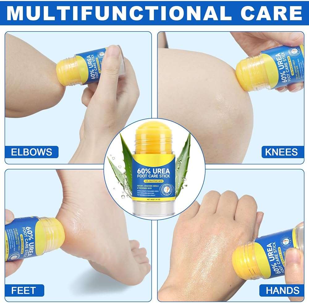 60% Urea Cream Stick with 2% Salicylic Acid, Maximum Strength Callus Remover for Dry Cracked Heels, Intensive Foot Cream for Dead Skin, Exfoliating Moisturizer for Hands, Knees, Elbows (1.4 oz) - Image 9