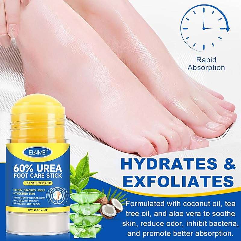 ZIXAOK 60% Urea + 2% Salicylic Acid Foot Repair Stick - Intensive Treatment for Dry, Cracked Heels & Calluses, Exfoliates Dead Skin, Moisturizes Feet, Knees, Elbows, All-in-One Care, 1.4 oz - Image 3