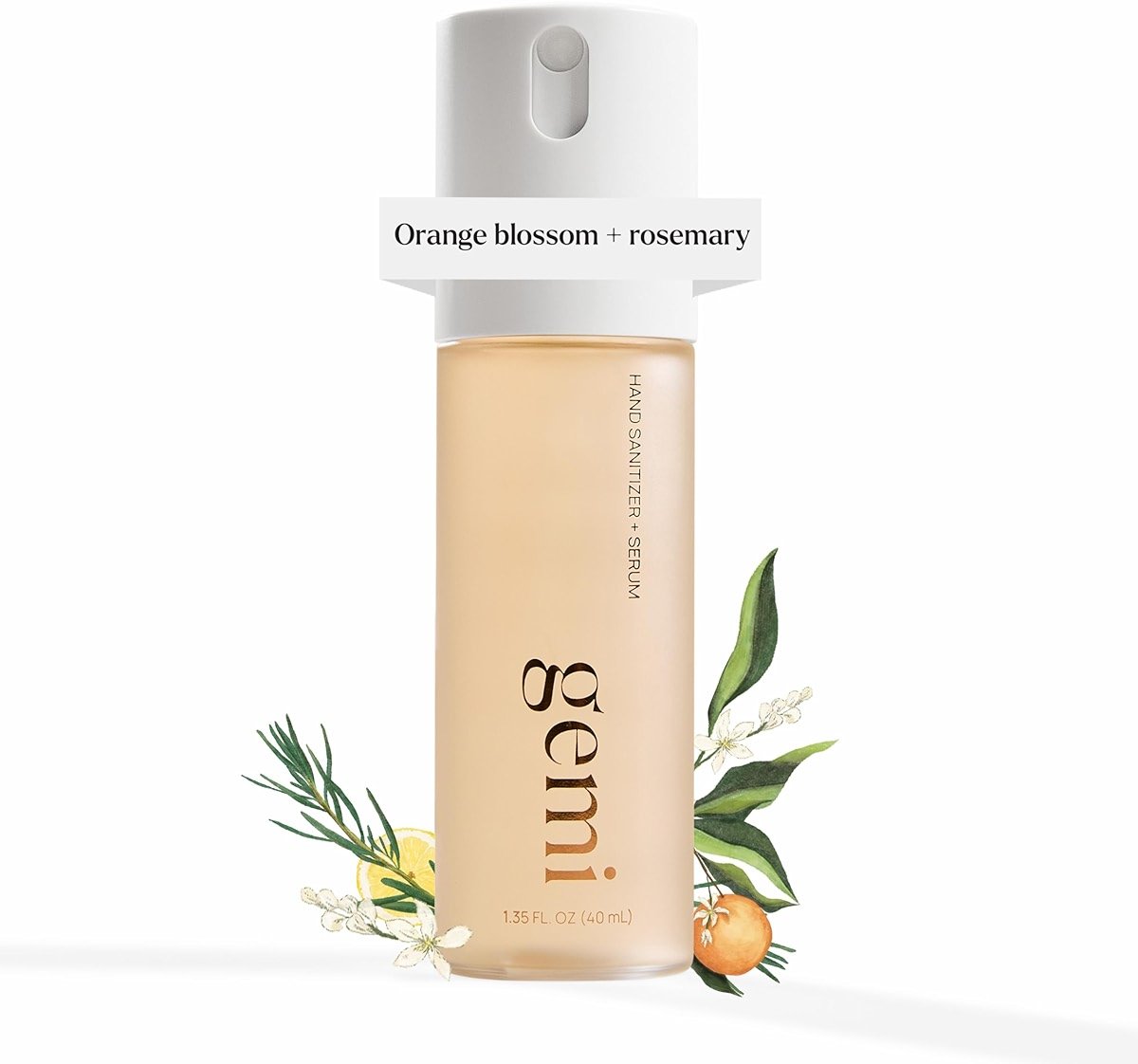gemi Hand Sanitizer + Serum™ | Travel Spray Size Hydrating K-Beauty Formula with Centella, Vitamin B5 & Green Tea | Kills 99.9% of Germs | Portable Pocket Orange, Rosemary & Lemon Mist | Solenne - Product Image