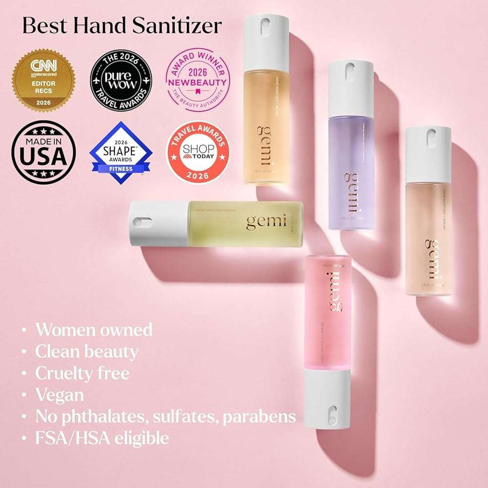 gemi Hand Sanitizer + Serum™ | Travel Spray Size Hydrating K-Beauty Formula with Centella, Vitamin B5 & Green Tea | Kills 99.9% of Germs | Portable Pocket Orange, Rosemary & Lemon Mist | Solenne - Image 6