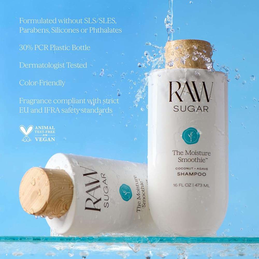 Raw Sugar The Moisture Smoothie Shampoo and Conditioner with Coconut Oil, Agave, & Sweet Almond Oil, Hydrates & Nourishes Dry Hair, Formulated without SLS/SLES or Parabens - Image 6