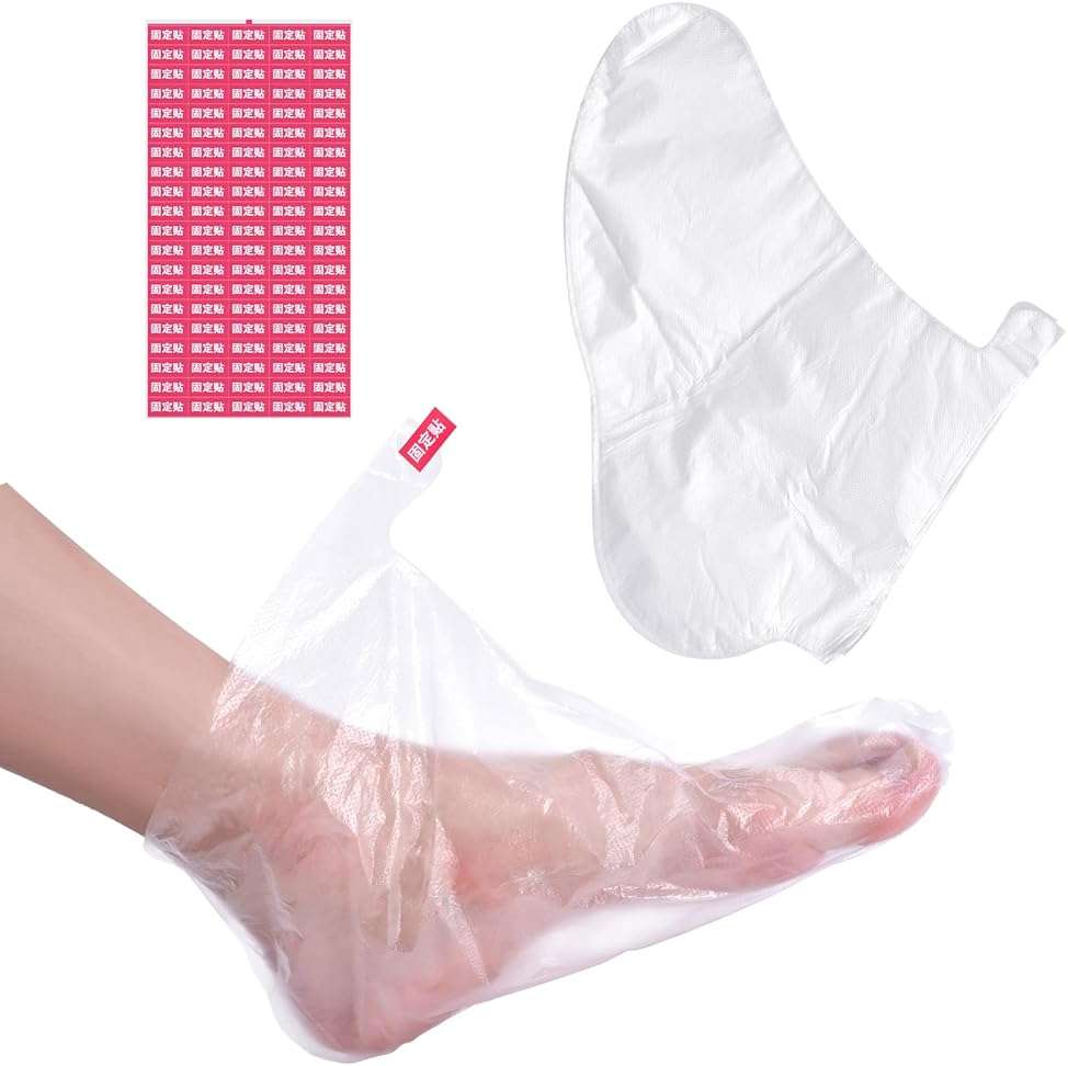 KADS 100Pcs Paraffin Bath Liners for Foot Plastic Covers for Foot Moisturizing Disposable Socks Paraffin Wax Bath with Closure Stickers - Image 1