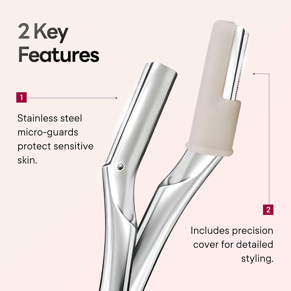CAVEEM Eyebrow Razor, Face Razors for Women & Men, Dermaplane Razor for Face Exfoliation, Peach Fuzz Removal with 6 Blades (Matte Silver) - Image 3