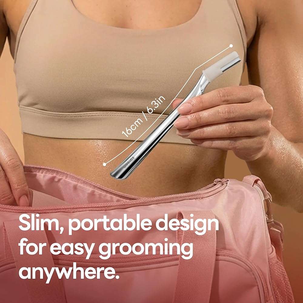 CAVEEM Eyebrow Razor, Face Razors for Women & Men, Dermaplane Razor for Face Exfoliation, Peach Fuzz Removal with 6 Blades (Matte Silver) - Image 9
