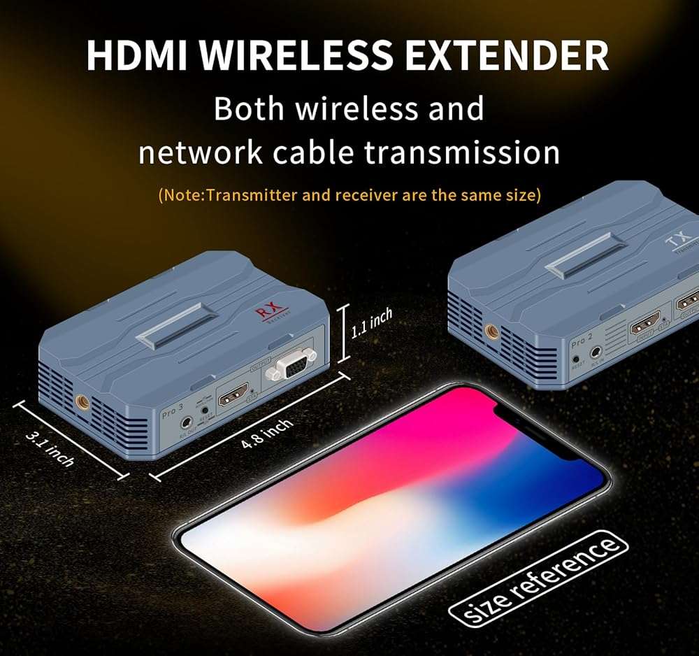 Wireless hdmi Transmitter and Receiver 4K@30HZ/2K@60HZ/1080P@60HZ,Wireless hdmi Extender kit for tv Plug&Play,820FT/250M,IR Extend,Speaker,2.4G5.8G,Streaming from STB,PC,CCTV to TV,Monitor,Proj Remot - Image 8