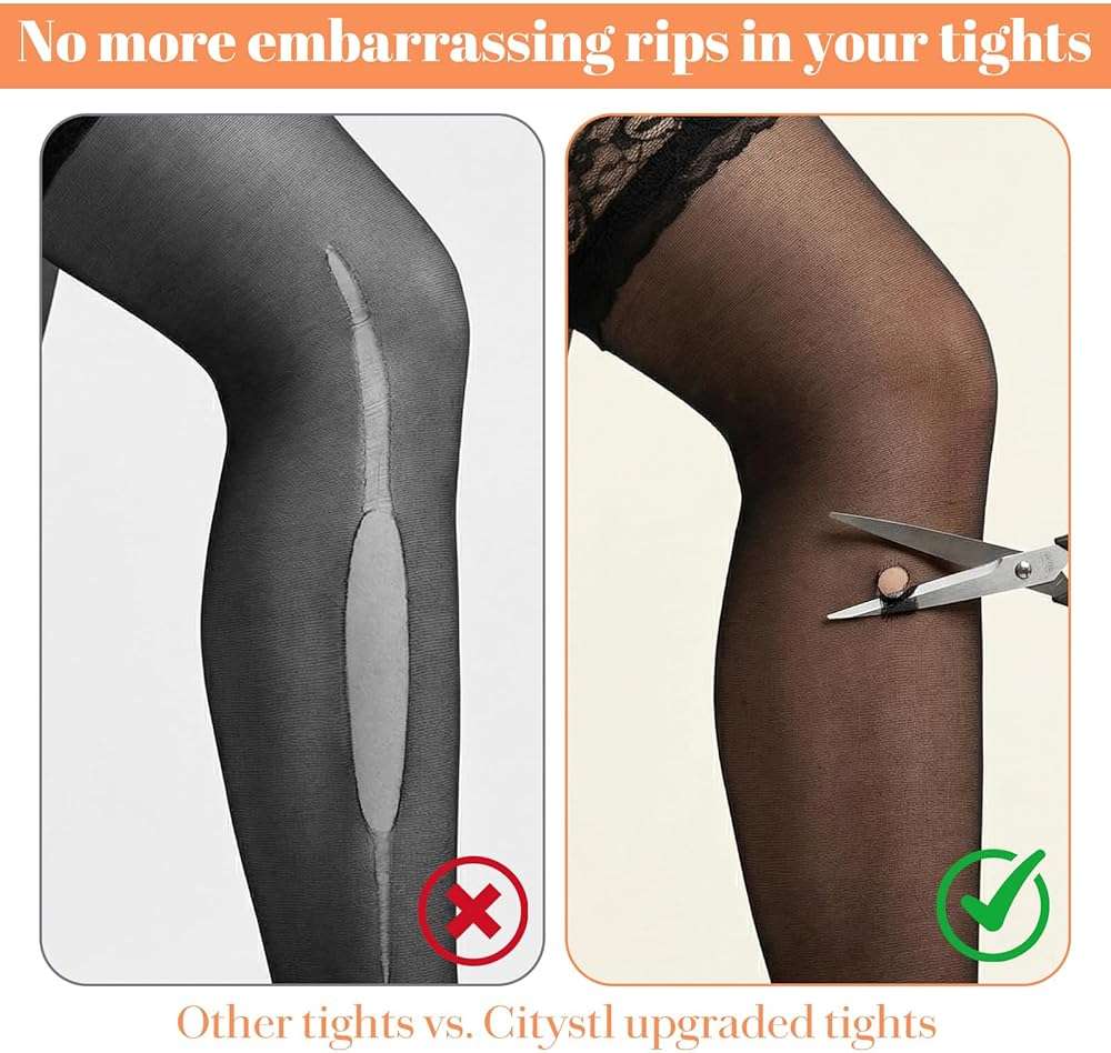 Psiriol Silky Sheer Pantyhose, Women's Thigh High Stockings, Anti-Slip Silicone Stocking, Silicone Lace Top, Thigh High Stockings for Women Hold Up Mesh - Image 6