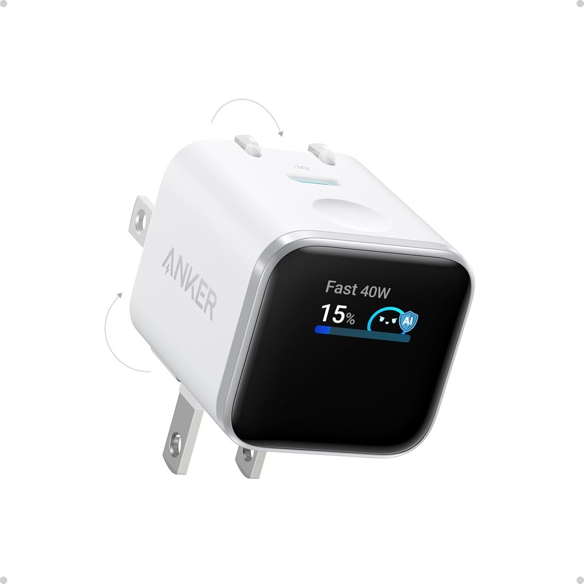 Anker Smart Display Charger, Anker Nano USB C Charger Block, 45W Max GaN Phone Charger,180° Foldable Plug,Smart Recognition,Built-in Care Mode,for iPhone17/16/15(Non-Battery,One USB-C Port,No Cable) - Product Image