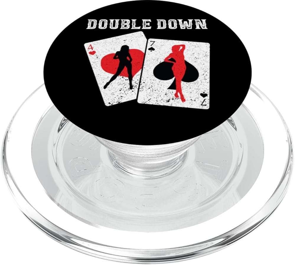 Funny Blackjack Double Down Casino Gambling 21 Blackjack PopSockets PopGrip for MagSafe - Image 1