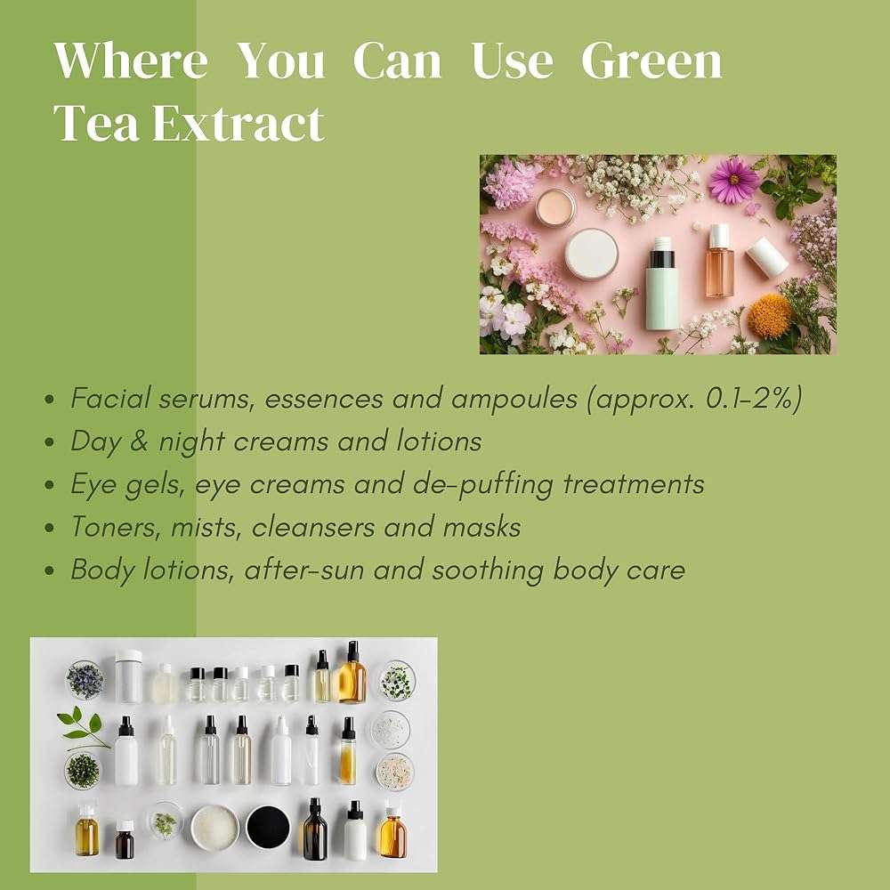 Liquid Green Tea Extract Standardized for Cosmetic Use, Concentrated Alcohol-Free Organic Cosmetic Grade Ingredient for Topical Applications, Skin, Face, Hair, DIY (8 oz) - Image 5