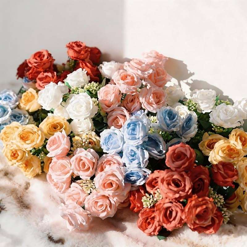 UniBeBri 10 Items Artificial Rose Flowers for Festival, Pink Flowers Faux Rose UV-Resistant, Fake Roses with Stems Realistic Flower for DIY Wedding Bouquets Garden Porch Winter Outdoor Decor(Pink) - Image 8