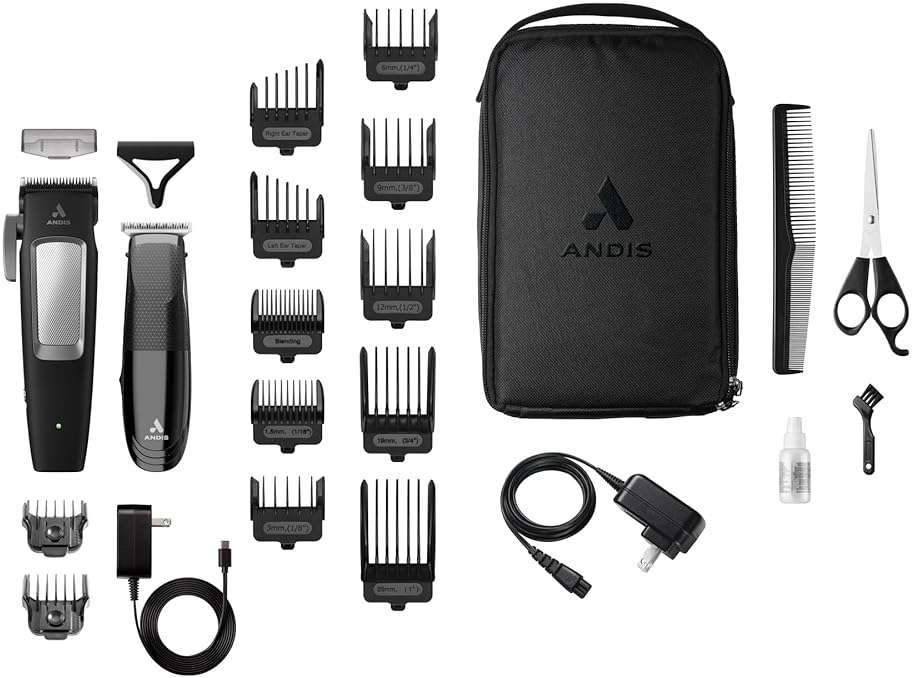 Andis 561506 inCRED Cordless Adjustable Hair Clipper & Close-Cutting T-Blade Trimmer Combo Set, 23-Piece Kit, Powerful Motor, Lithium-Ion Battery, Black - Image 2