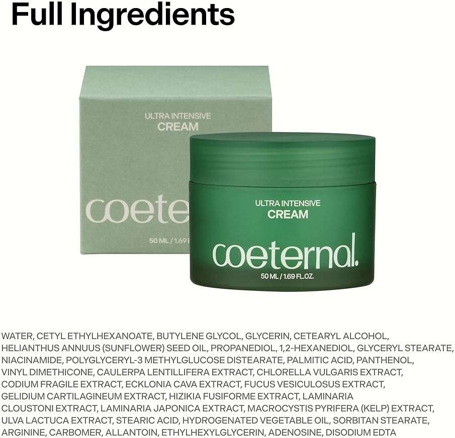 coeternal Ultra Intensive Cream, Hydrating Korean Face Moisturizer with Niacinamide, Arginine & Algae11 Extracts, Non-greasy Barrier Cream for Dry, Oily or Sensitive Skin, 50ml / 1.69 fl.oz. - Image 9