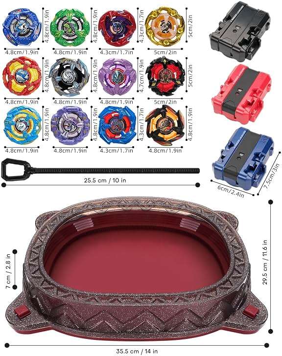 BGOVTAPO X Stadium Starter Kit - with 12 X Tops, 3 Launchers & Arena for Battle, Ultimate Competitive Spin Top Battle Set, Gift for Kids, Boys, Girls Ages 6+ - Image 5