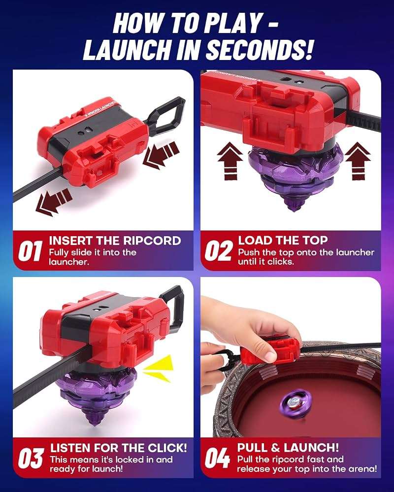 BGOVTAPO X Stadium Starter Kit - with 12 X Tops, 3 Launchers & Arena for Battle, Ultimate Competitive Spin Top Battle Set, Gift for Kids, Boys, Girls Ages 6+ - Image 6