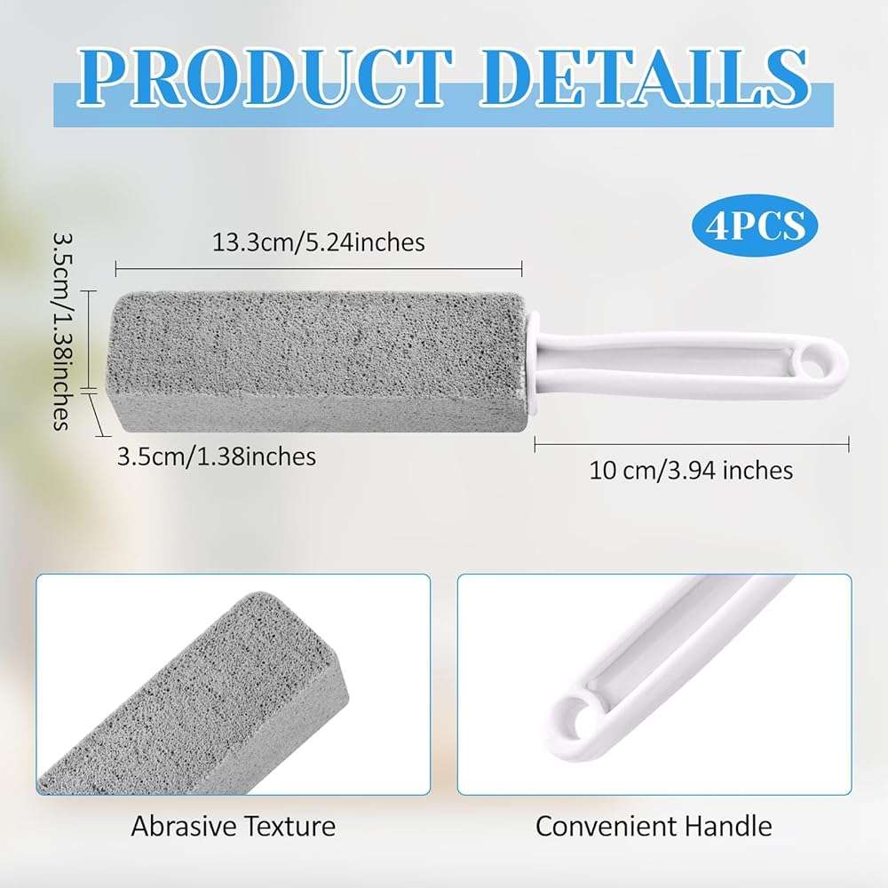 4 Pack Toilet Pumice Stone with Handle,Pumice Stone Toilet Bowl Cleaner,Suitable for Removing Limescale and Cleaning Toilets, Swimming Pools, Bathrooms, and Sinks - Image 2