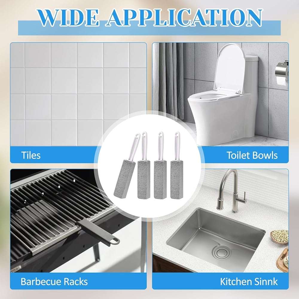 4 Pack Toilet Pumice Stone with Handle,Pumice Stone Toilet Bowl Cleaner,Suitable for Removing Limescale and Cleaning Toilets, Swimming Pools, Bathrooms, and Sinks - Image 7
