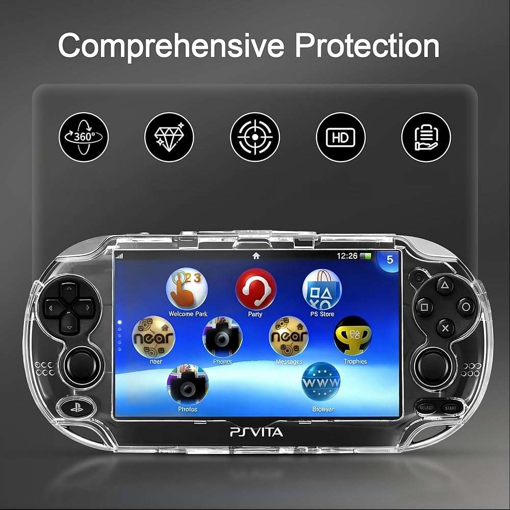 Clear Protective Case for PS Vita 1000 – Transparent PC Hard Shell Cover with Front Screen Protector Film – Compatible with PlayStation Vita 1000 Only - Image 3