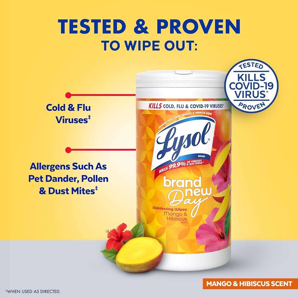 LYSOL Disinfecting Wipes, All Purpose Cleaner, Multi-Surface Antibacterial Cleaning Wipes, Household Cleaning Supplies, Dorm Essentials, Lavender + Mango Scents, 80 ct. (4 Pack) - Image 2