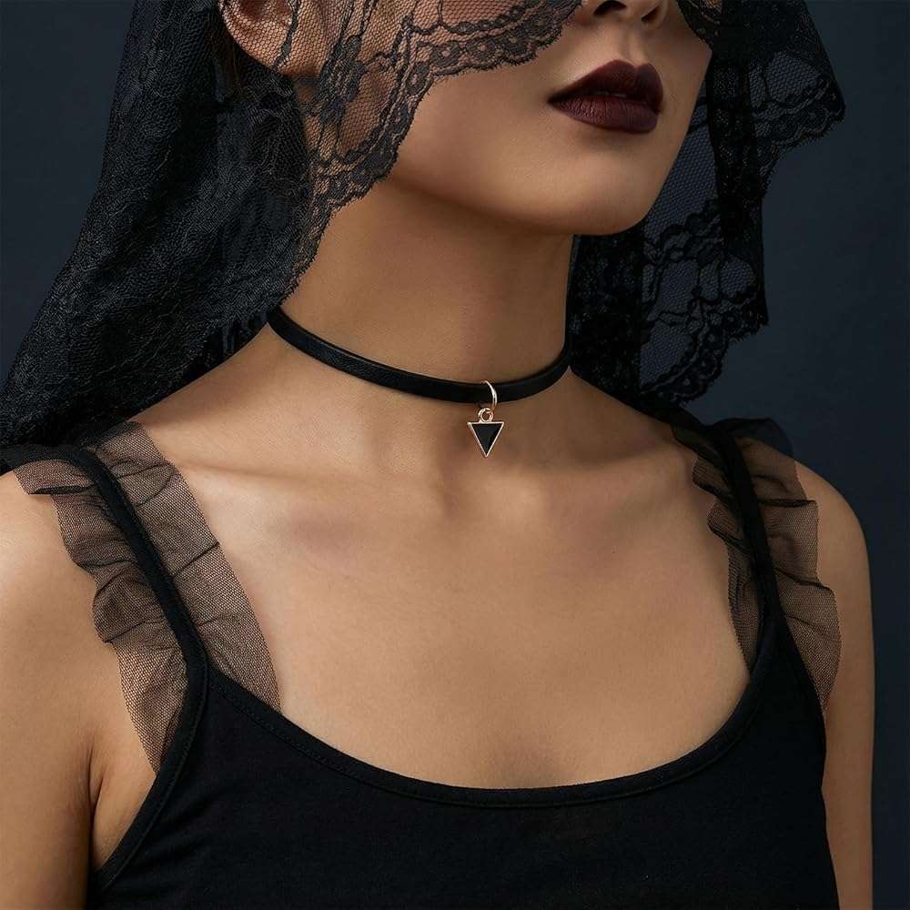 QFGasre Gothic Choker Necklace for Women Black Choker Necklace Lace Chokers 90s Outfits for Women Classic Gothic Lace Chokers Accessories Set Gifts 6Pcs - Image 5
