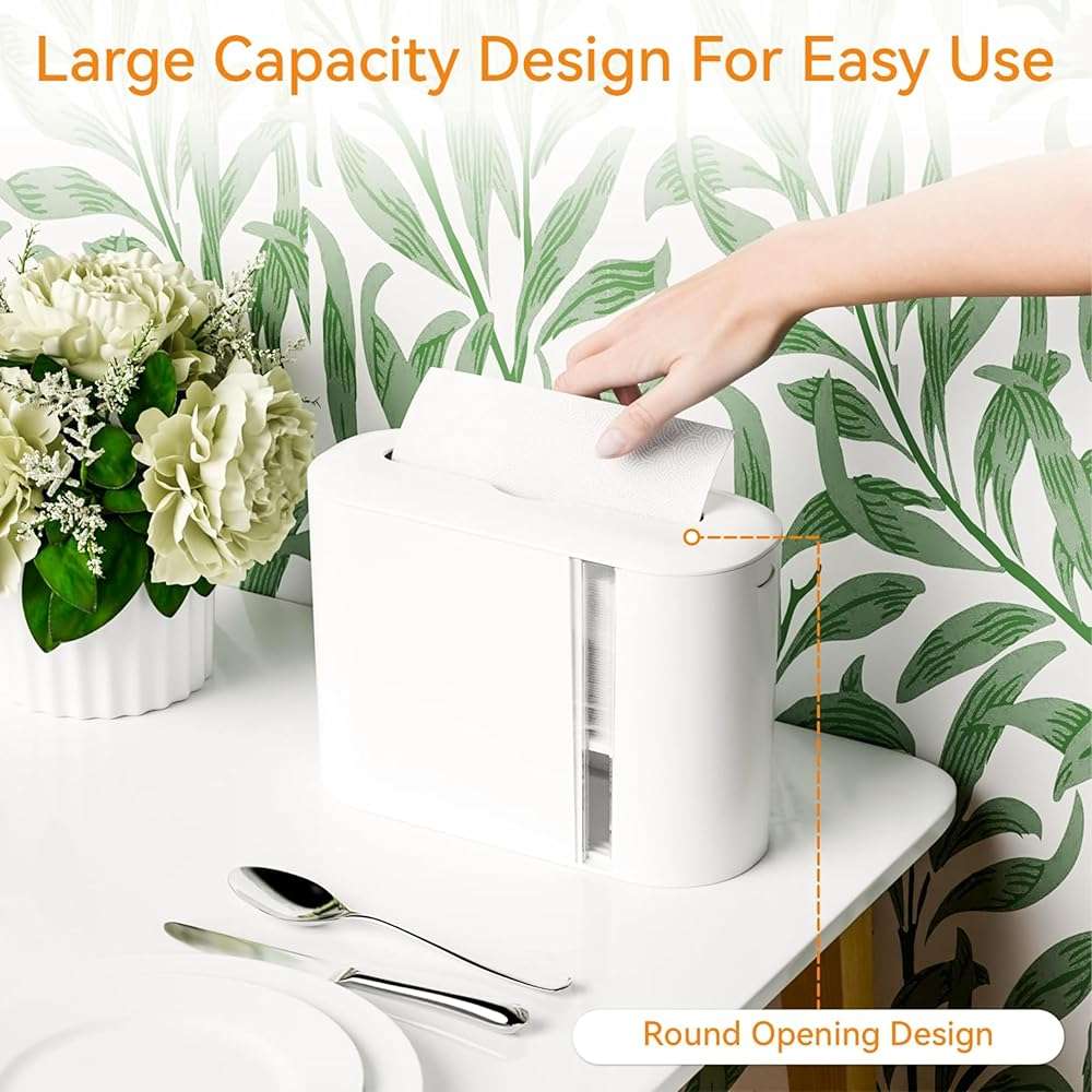 Yieach Touchless Paper Towel Dispenser for Countertop,Home,Bathroom and Kitchen,White Commercial Multifold Paper Towel Dispenser for Z-fold,Folded,Trifold,Napkin,C fold,Tri Fold Hand Towels Holder - Image 3
