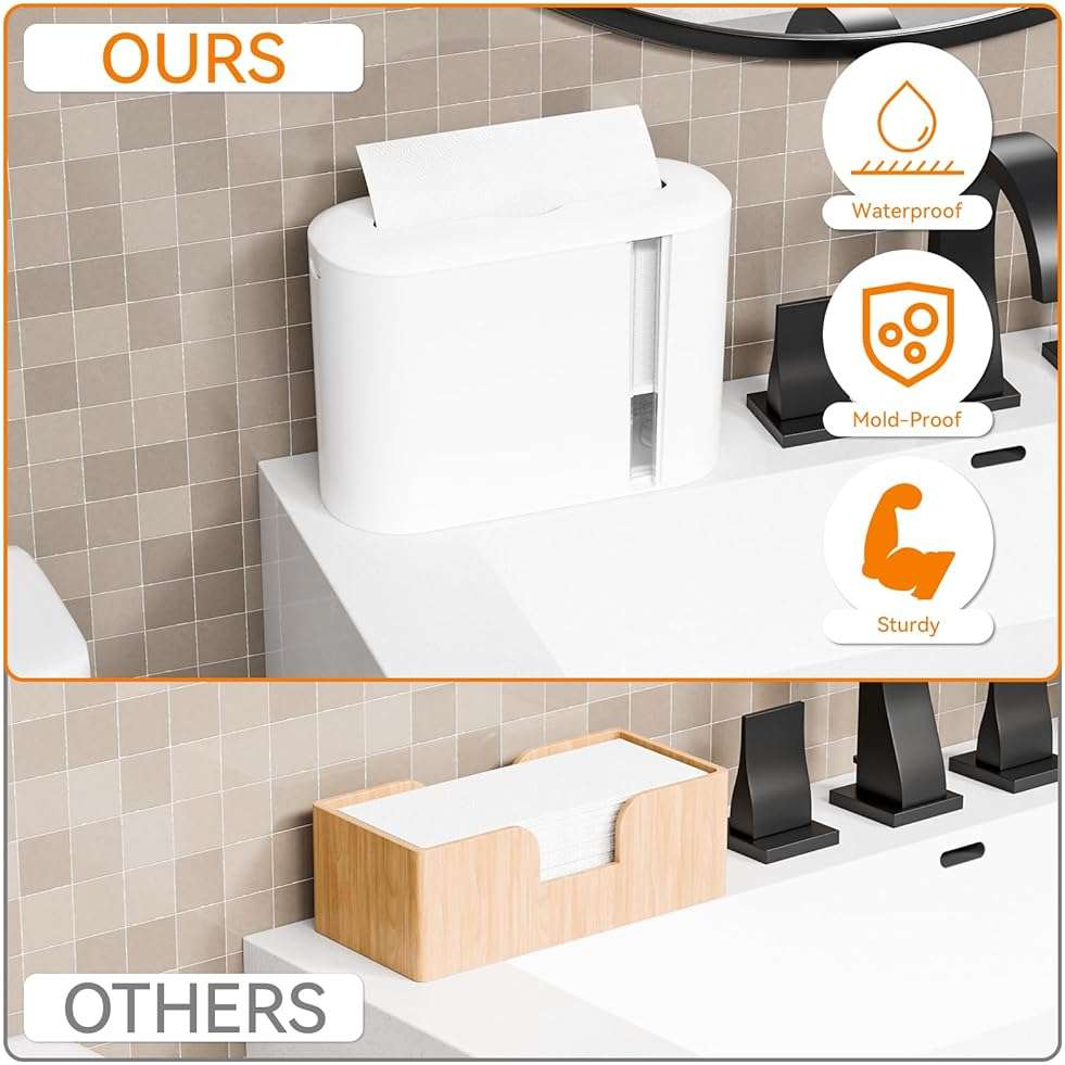Yieach Touchless Paper Towel Dispenser for Countertop,Home,Bathroom and Kitchen,White Commercial Multifold Paper Towel Dispenser for Z-fold,Folded,Trifold,Napkin,C fold,Tri Fold Hand Towels Holder - Image 7