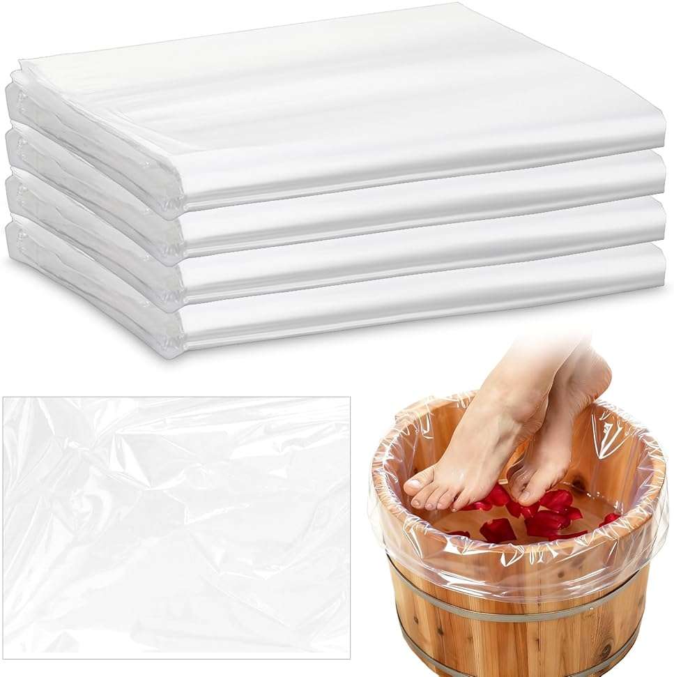 ForraFun 200 Pcs Disposable Foot Bath Liners Bulk for Ionic Detox Tub Individual Hygienic Plastic Non Toxic Pedicure Spa Foot Basin Tub Liners, 26 x 22 Inches - Image 1