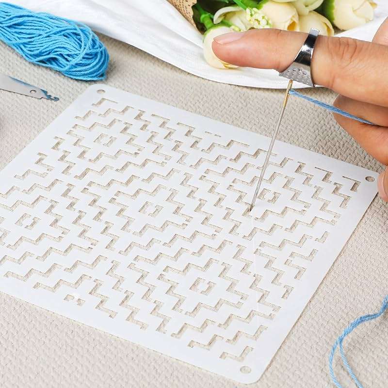 46 Pcs Sashiko Thread Kit - Skeins Blue Sashiko Thread,Sashiko Needles,Sashiko Patterns,Embroidery Projects for Sewing Hand Quilting Mending Supplies - Image 6
