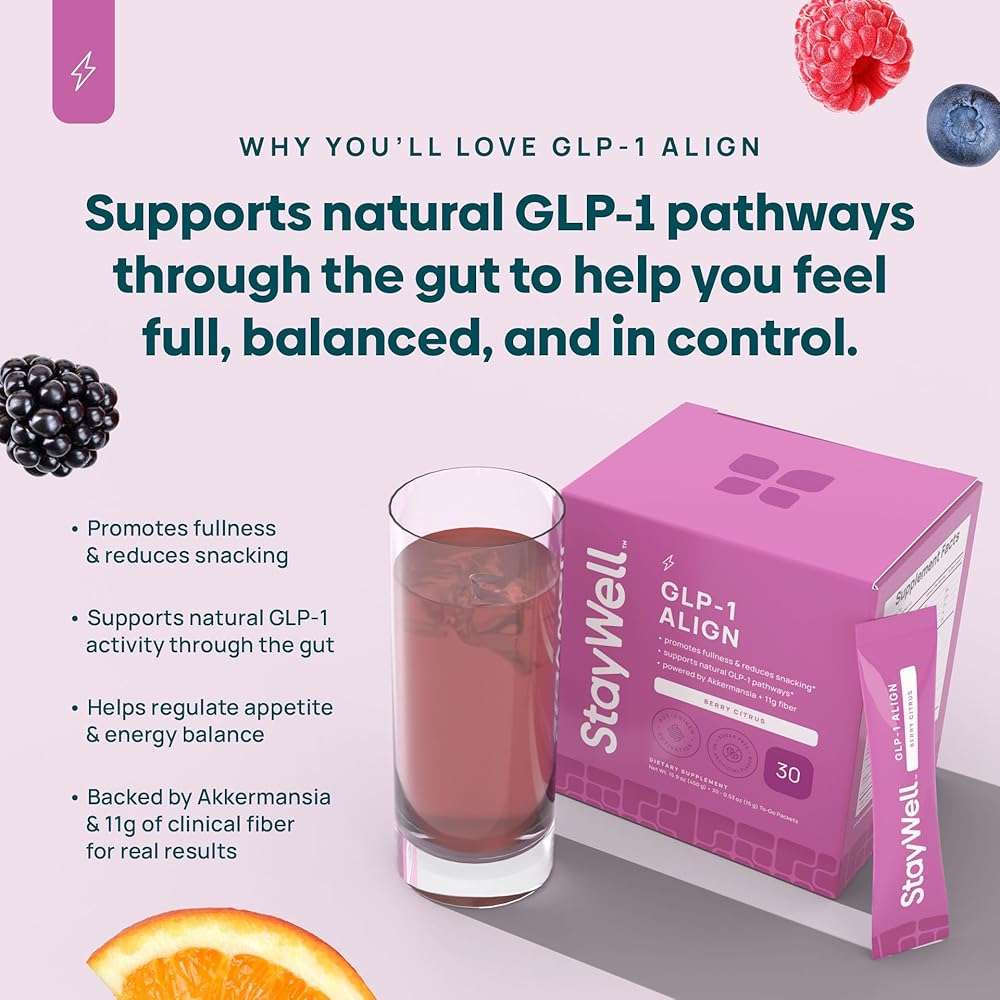 Stay-Well Naturals GLP-1 Probiotic | Akkermansia GLP-1 Supplement, Fiber GLP 1 Booster | Probiotic and Fiber Support with Inulin, Psyllium PHGG, and Soothing Ginger Extract - Berry Citrus 30 Ct. - Image 2