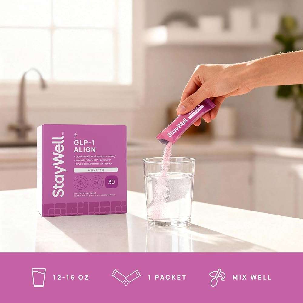 Stay-Well Naturals GLP-1 Probiotic | Akkermansia GLP-1 Supplement, Fiber GLP 1 Booster | Probiotic and Fiber Support with Inulin, Psyllium PHGG, and Soothing Ginger Extract - Berry Citrus 30 Ct. - Image 7
