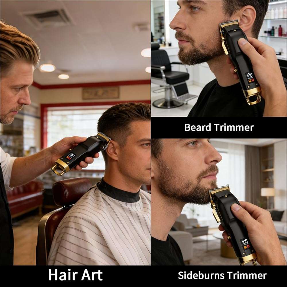 Elehomyou Hair Clippers for Men, Cordless Hair Trimmer for Men with 8 Color-Coded Guard, Professional Hair Cutting Kit for Head, Beard, Face, Neck & Manscaping, Barber Clippers, Ideal Gift, 15Pcs - Image 7